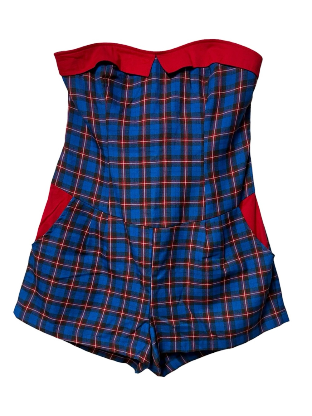 Retrolicious Strapless Plaid Romper Sz XL